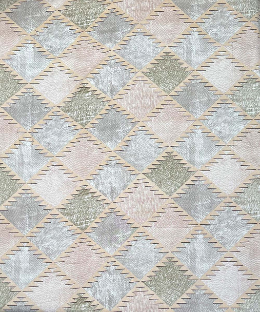 Sandstone Geo Grace – 200 GSM Pure Cotton Double Bedsheet with Pillow Covers | 90x100 inches