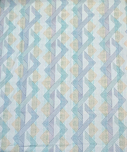 Aqua Zigzag Bliss – 200 GSM Pure Cotton Double Bedsheet with Pillow Covers | 90x100 inches