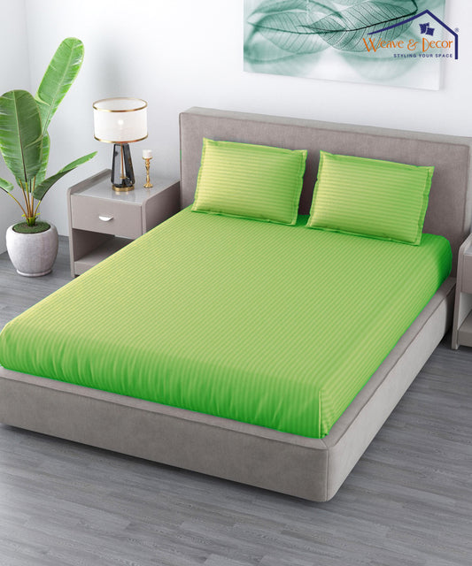 Green Super King Fitted Bedsheet With 2 Pillow Covers