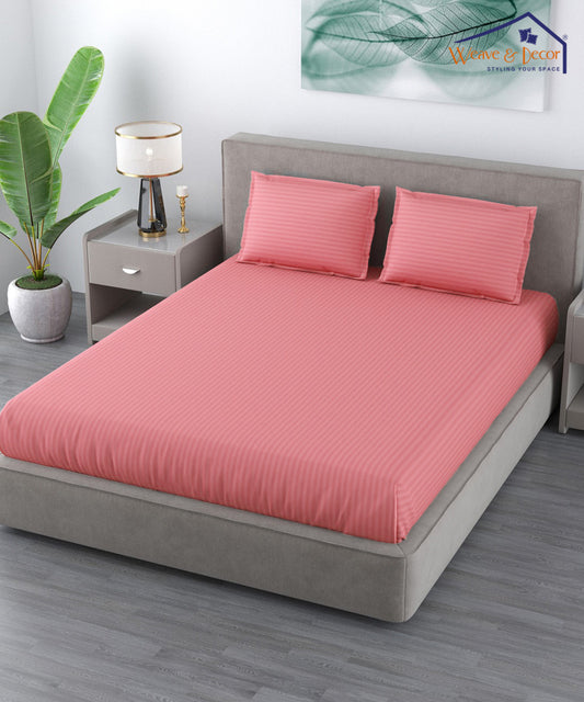 Coral King fitted Bedsheet With 2 Pillow Covers