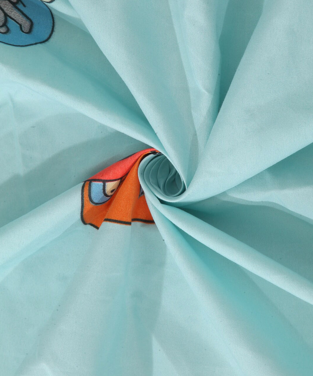 Blue Kids King Size Bedsheet With 2 Pillow Covers