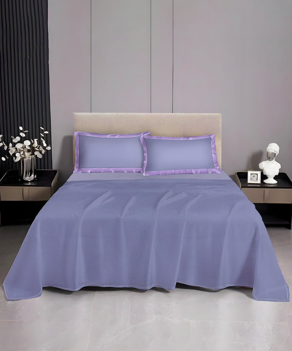 Pastel Lanvender Solid Single Fitted Bedsheet With 1 Pillow Cover