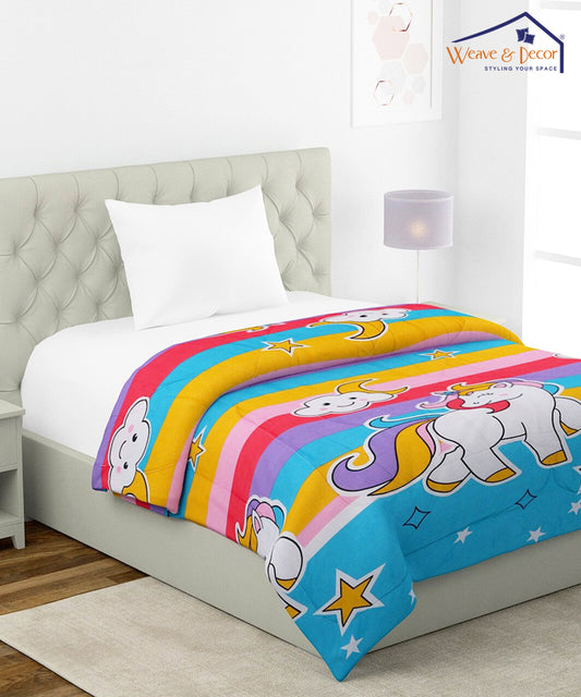 Unicorn Print 350GSM Single Bed Comforter