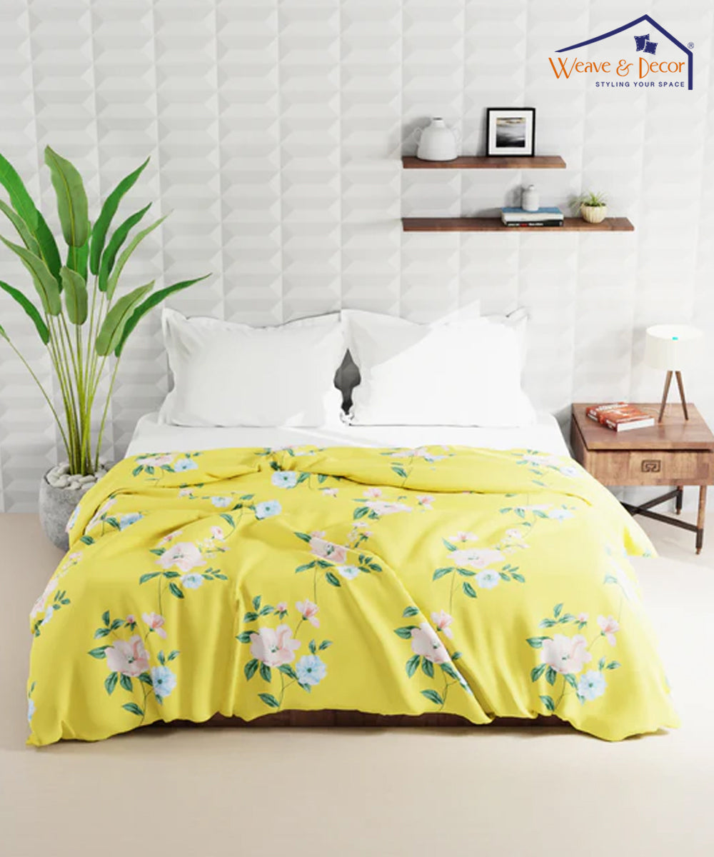 Yellow Floral 350GSM Single Bed Comforter - Main Image