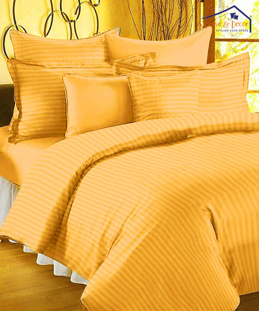 Yellow Satin Stripe Quilt / Blanket / Razai / Duvet Covers