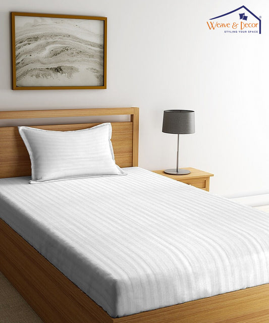 White Single Fitted Bedsheet With 1 Pillow Cover