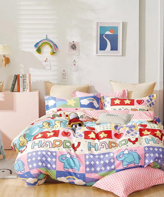 Cute Kids King Size Bedsheet With 2 Pillow Cover