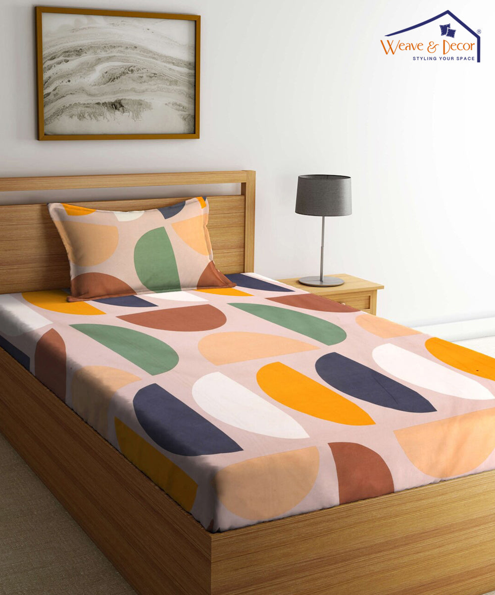 Multi Color Single Fitted Bedsheet With Pillow Cover โ Weave Decor