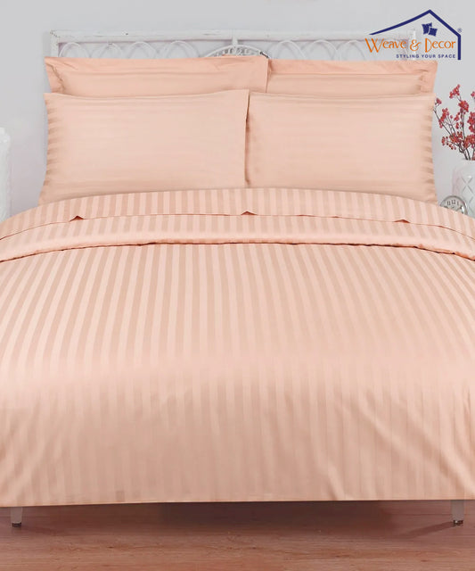 Cream Satin Stripe Single Bedsheet With 1 Pillow Cover