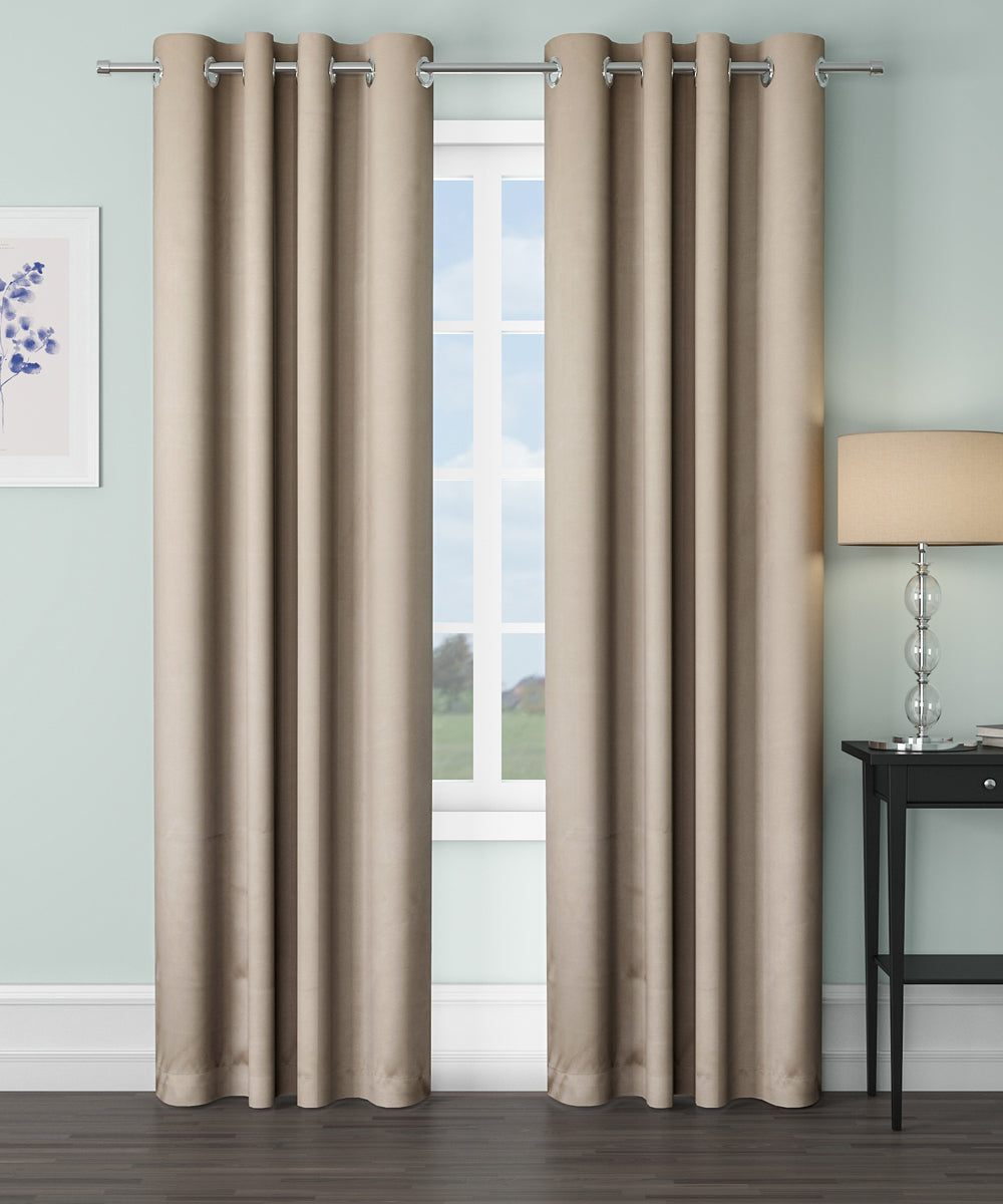 Blackout Curtain (Width- 4.5 Feet- Dark beige ) Pack of 2 Piece