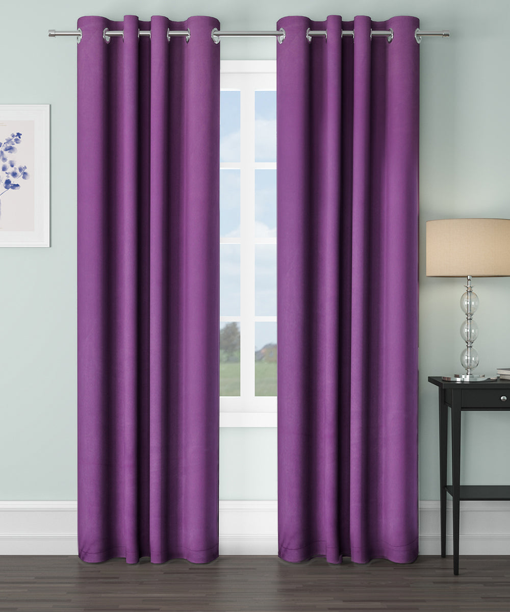 Blackout Curtain (Width- 4 Feet- Purple ) Pack of 2 Piece