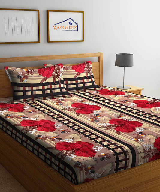 Roses Double Bedsheet with 2 Pillow Covers