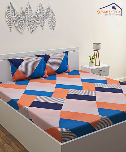 Multicolor Double Bedsheet With 2 Pillow Covers