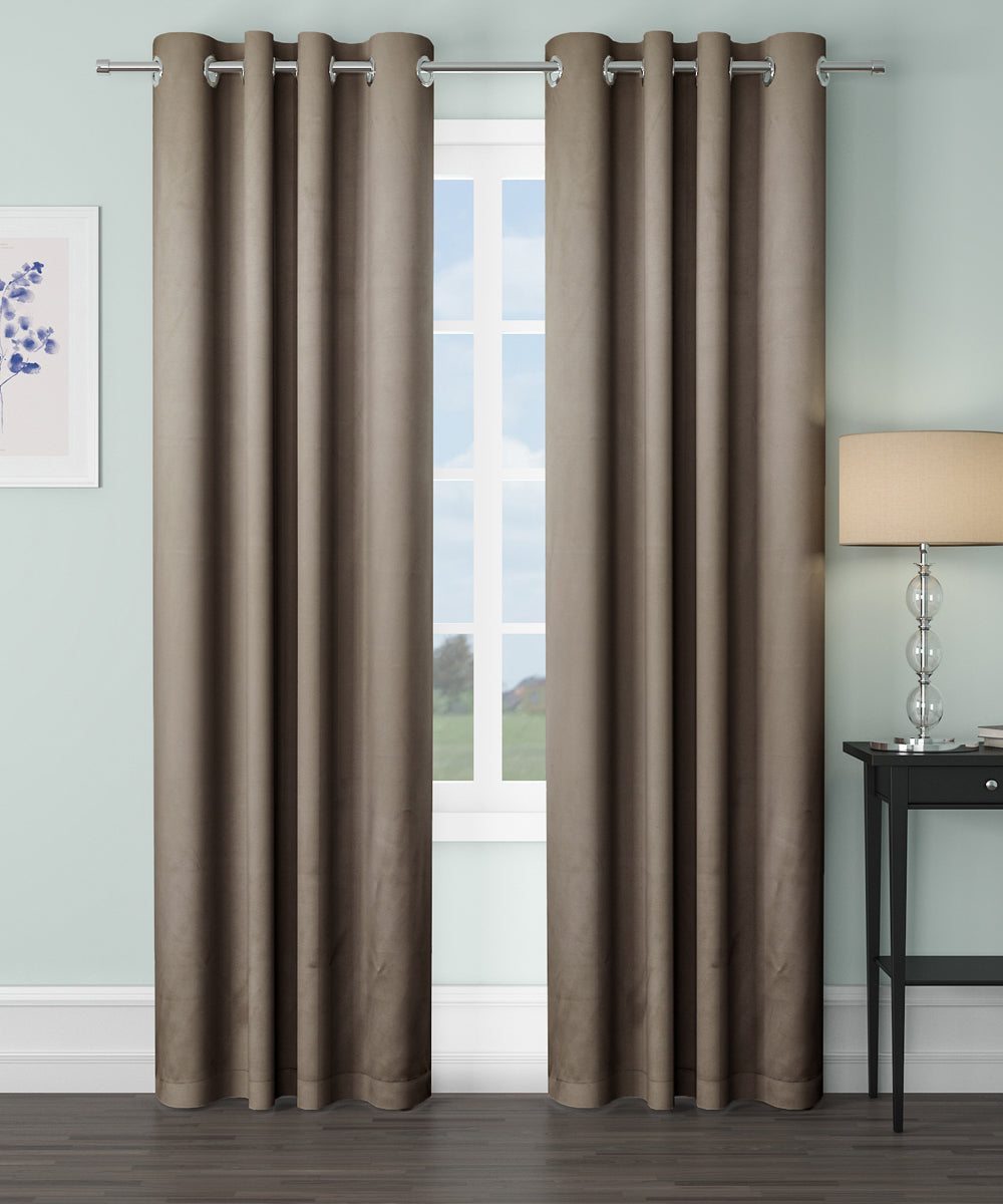 Blackout Curtain (Width- 4 Feet- Dark Beige ) Pack of 2 Piece