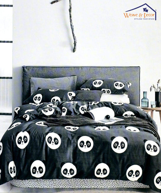 Grey Pandas Comforter Set with Bedsheet