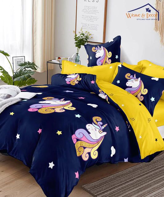 Unicorn Kids Comforter Set with Bedsheet