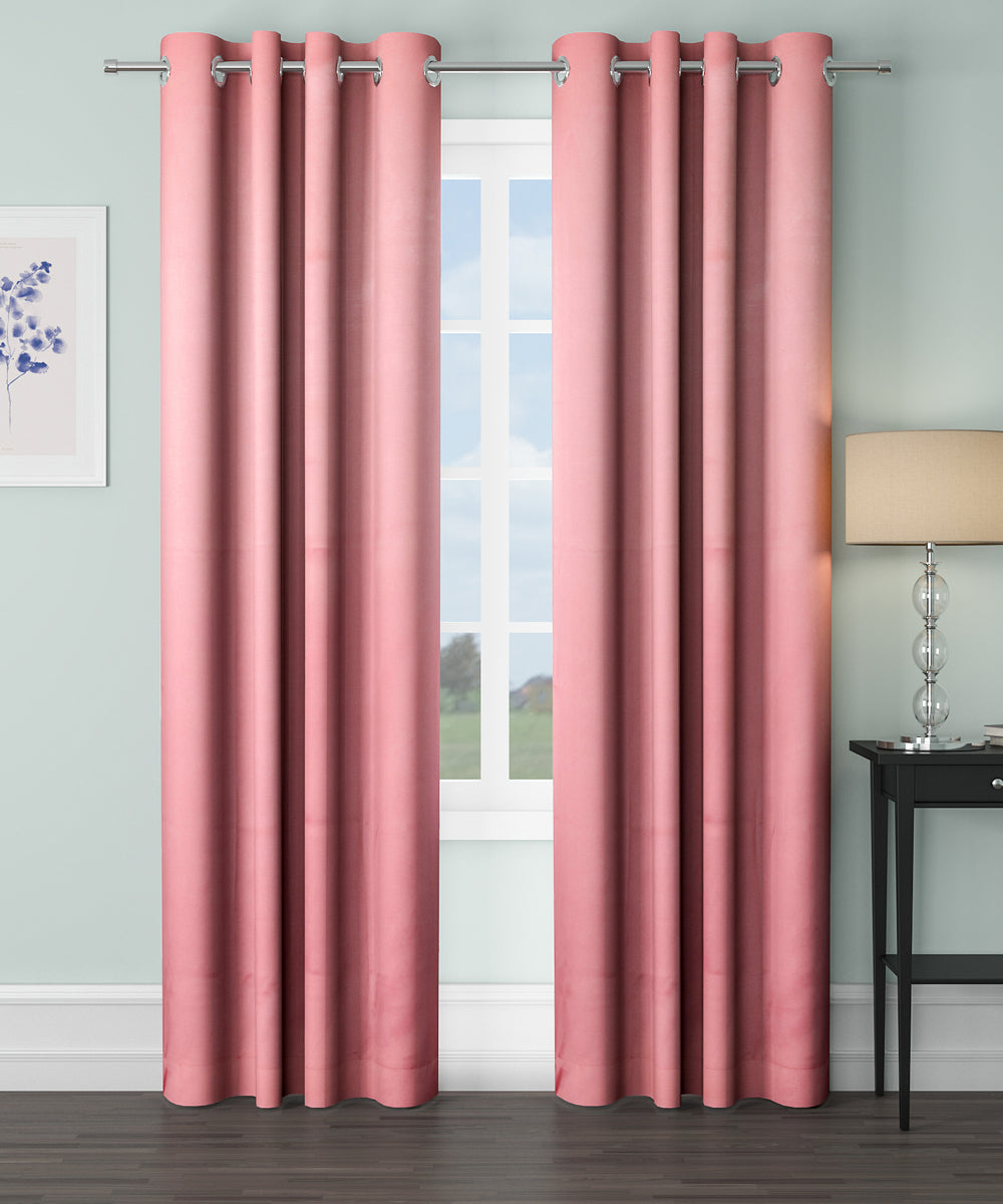 Blackout Curtain (Width- 4 Feet- Pink ) Pack of 2 Piece