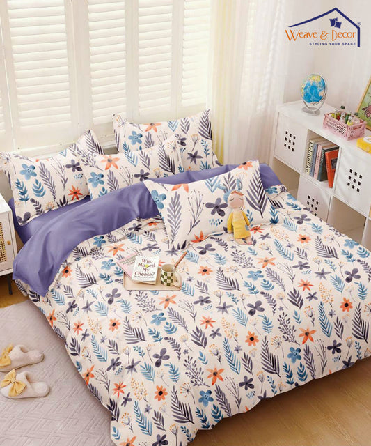 Pretty Floral Super King Fitted Bedsheet With 2 Pillow Covers
