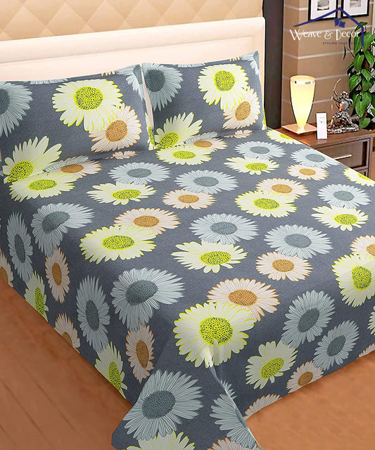 Sunflower Double Bedsheet With 2 Pillow Covers