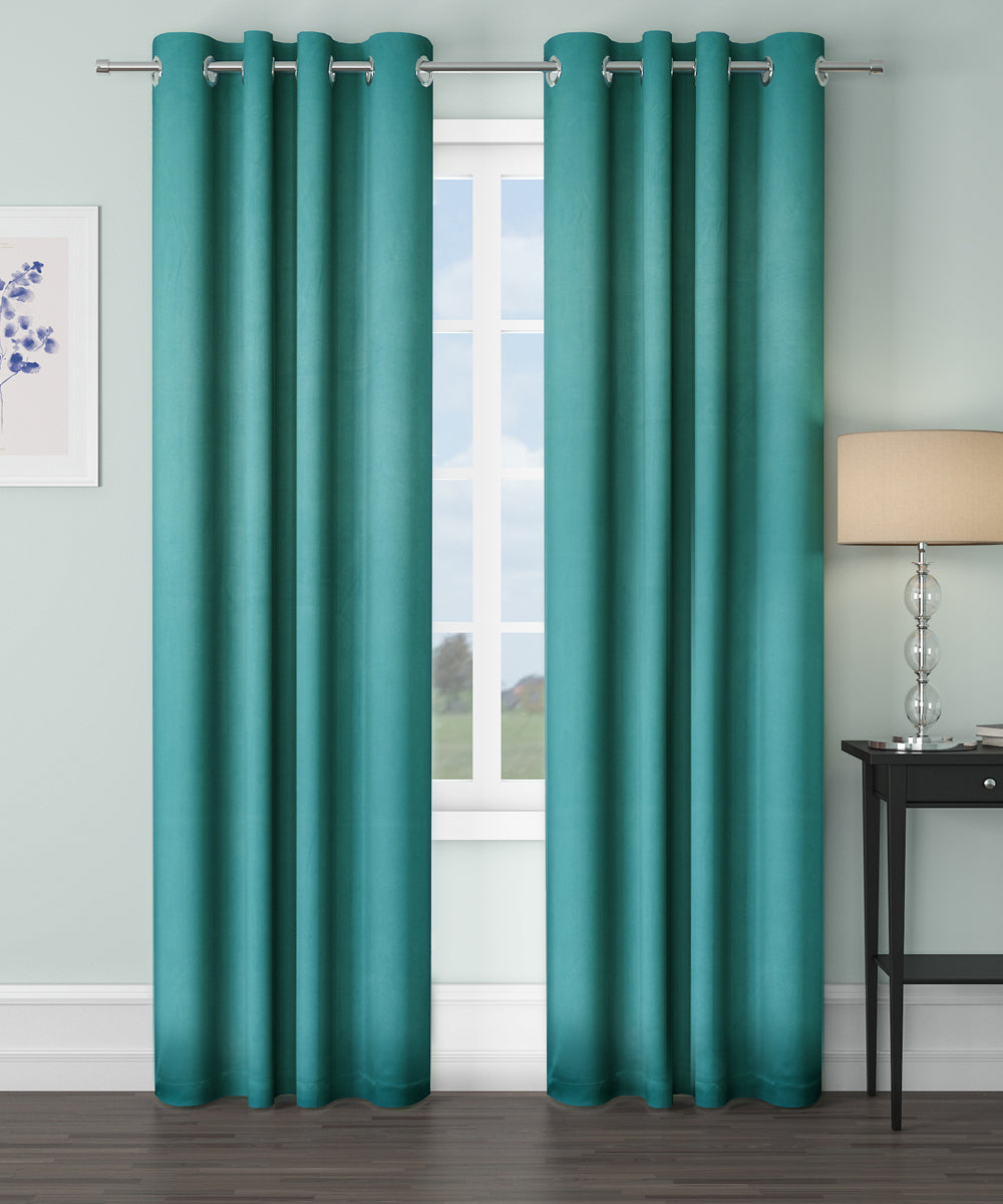 Blackout Curtain (Width- 4 Feet- Aqua ) Pack of 2 Piece