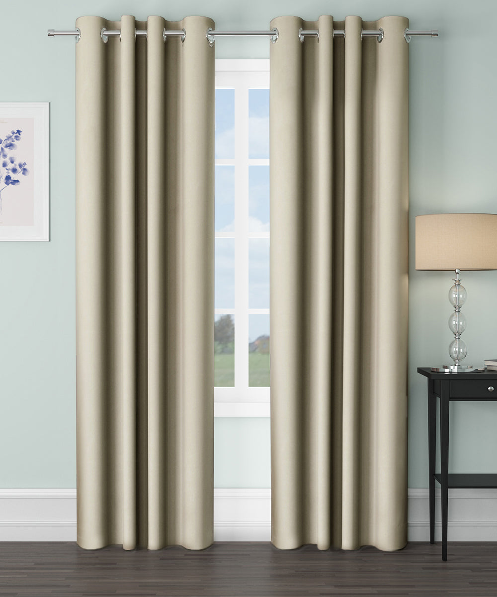 Blackout Curtain (Width - 4.5 Feet- Light beige ) Pack of 2 Piece