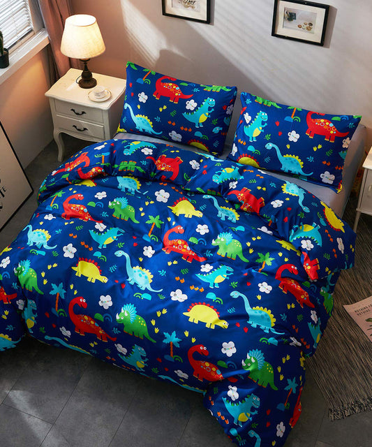 Blue Dinasaur Kids 350GSM Single Bed Comforter