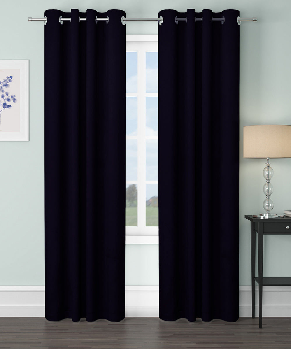 Blackout Curtain (Width - 4 Feet - Dark Blue ) Pack of 2 Piece