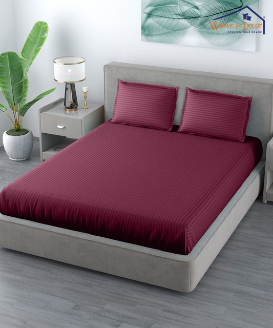 Maroon Queen Fitted Bedsheet With 2 Pillow Covers