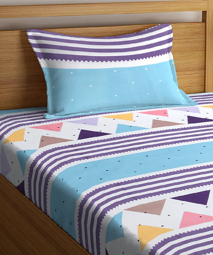 Cool Blue Single Bedsheet with 1 Pillow Cover