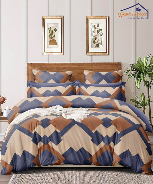 Blue and brown Geometric  350GSM Single Bed Comforter