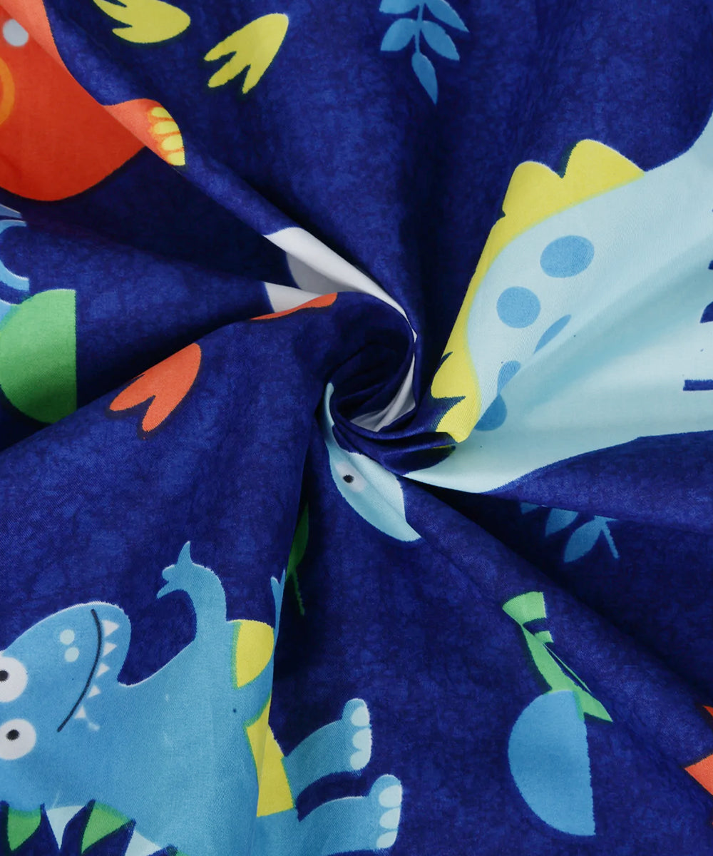 Blue Dinasaur Kids Double Bedsheet with 2 Pillow Covers