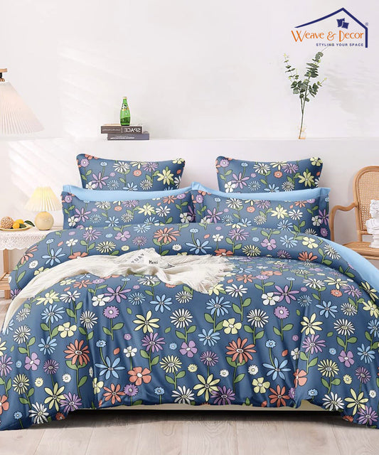 King Size Blue Floral 350GSM All Weather Comforter