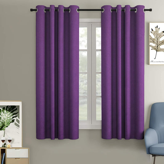 Blackout Curtain (Width- 4 Feet- Purple ) Pack of 2 Piece