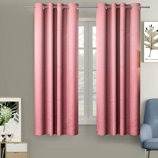 Blackout Curtain (Width- 4 Feet- Pink ) Pack of 2 Piece