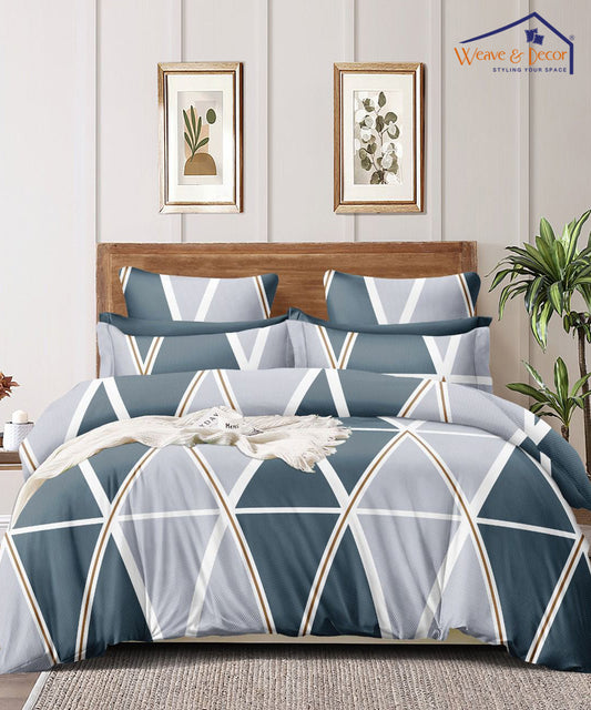 Triangles King Fitted Bedsheet With 2 Pillow Covers