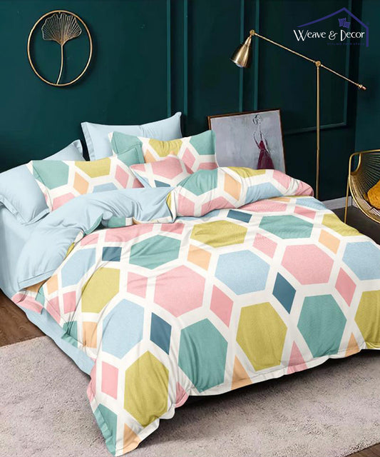 Hexa Geometric Comforter Set with Bedsheet