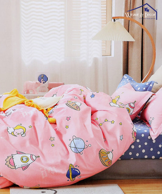 Pink Kids Comforter Set with Bedsheet