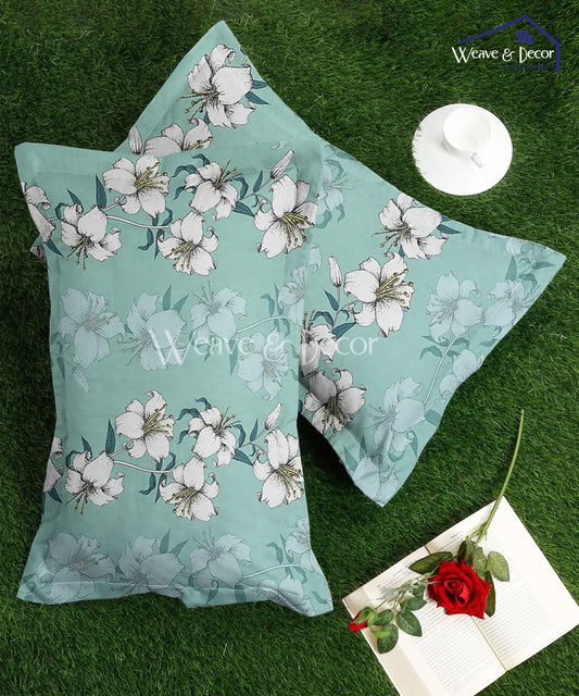 Green Floral Pillow Cover Set of 2