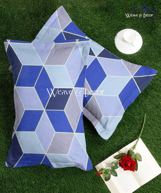 Blue Geometric Pillow Cover Set of 2