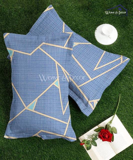 Blue Geometric Pillow Cover Set of 2