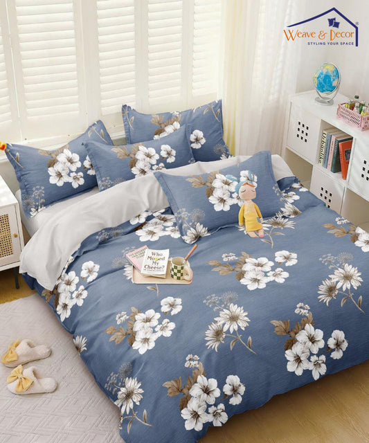 Blueish Grey Floral 350GSM All Weather Comforter