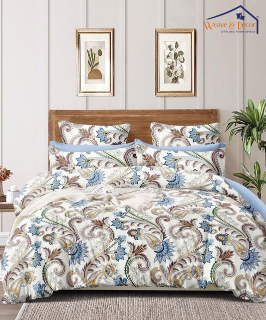 Cream Blossom Comforter Set with Bedsheet