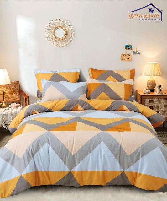 Tangy Orange Fitted Bedsheet With Pillow Cover