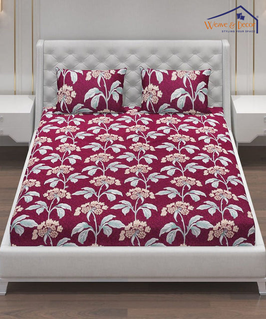 The Floral House Flat Double Bedsheet With 2 Pillow Cover