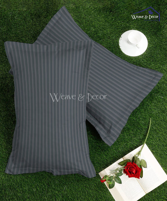Grey Satin Stripe Pillow Cover Set of 2