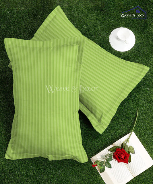 Green Satin Stripe Pillow Cover Set of 2