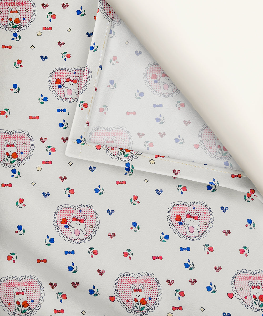 Kitty Hearts Kids Flat Double Bedsheet with 2 Pillow Covers