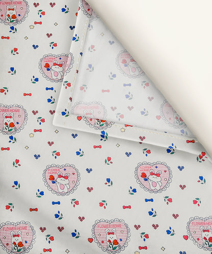 Kitty Hearts Kids Flat Double Bedsheet with 2 Pillow Covers