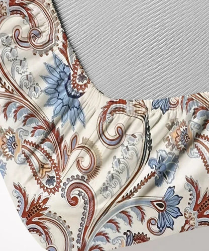 Cream Blossom King Size Bedsheet With 2 Pillow Cover