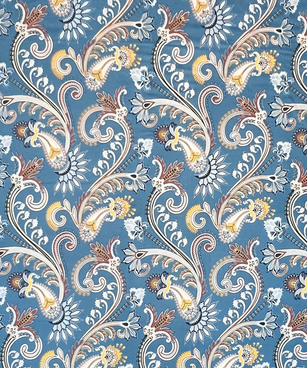 Blue Blossom Flat Double Bedsheet With 2 Pillow Cover